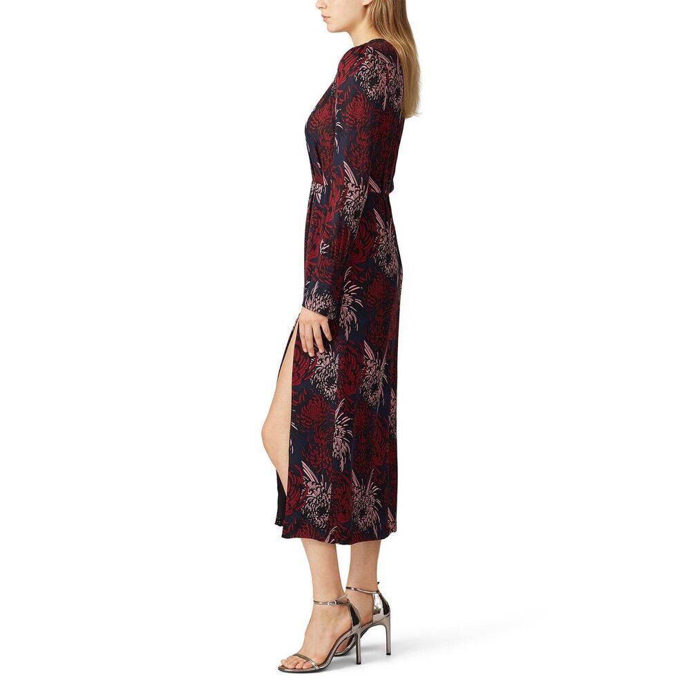 A.L.C. Floral Print Midi Dress in Navy, Burgundy & Blush - Picture 2 of 9